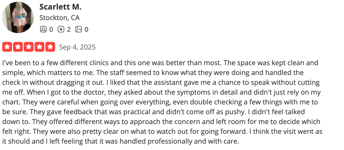 Yelp review from Scarlett M.